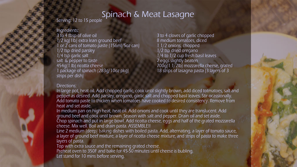 Spinach and Beef Lasagne Show Picture
